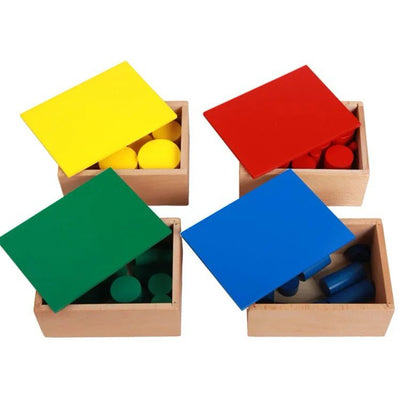 Cylindres sans boutons Montessori avec cartes de contrôle – Matériel sensoriel