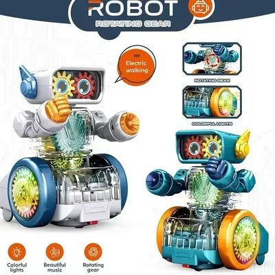 Fidtoy Dancing Robot Toy – Electric Walking Light Up Music Robot for Kids 3+