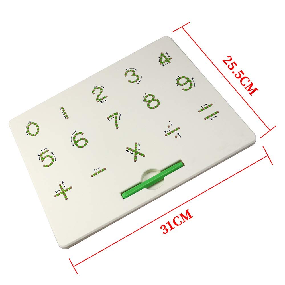 Fidtoy 1-10 Magnetic Writing Pad, Magnetic Letter and Number Writing Board with Pen Stylus, Guided Printing Practice Toy Ages 3+