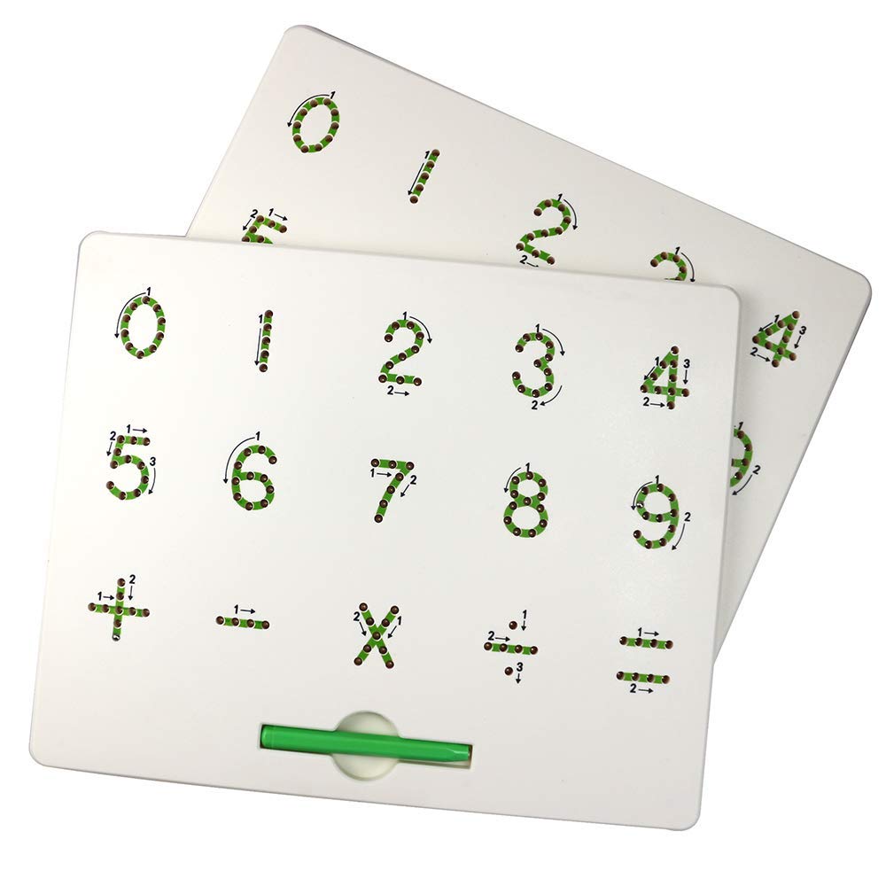 Fidtoy 1-10 Magnetic Writing Pad, Magnetic Letter and Number Writing Board with Pen Stylus, Guided Printing Practice Toy Ages 3+