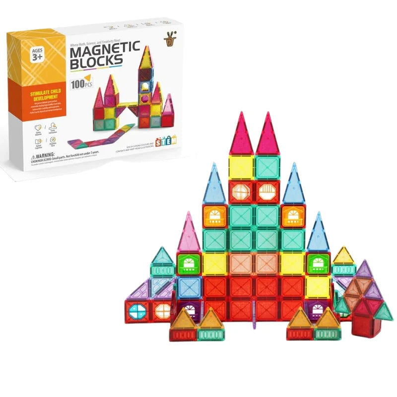 Juego de bloques de construcción magnéticos Fidtoy de 110 piezas para niños