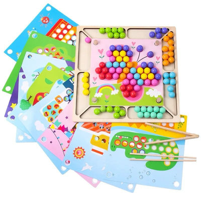 Activité de tri de perles arc-en-ciel Montessori | Jouet de motricité fine et d'association de couleurs