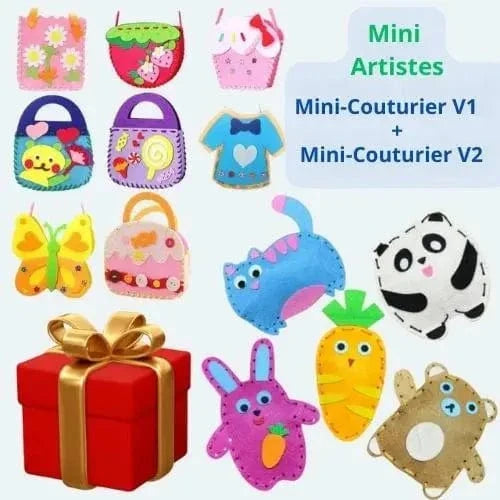 Fidtoy Kit de Couture Bricolage pour Enfants – 8 Projets de Sac à Main de Dessin Animé, Kit d'Artisanat Sûr pour Débutants pour la Créativité et la Motricité Fine