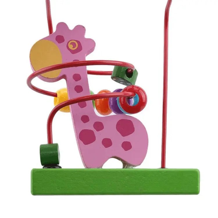 Posavasos jirafa de mini cuentas – Rompecabezas de laberinto de mini cuentas de madera con tobogán de montaña rusa y cuentas de animales