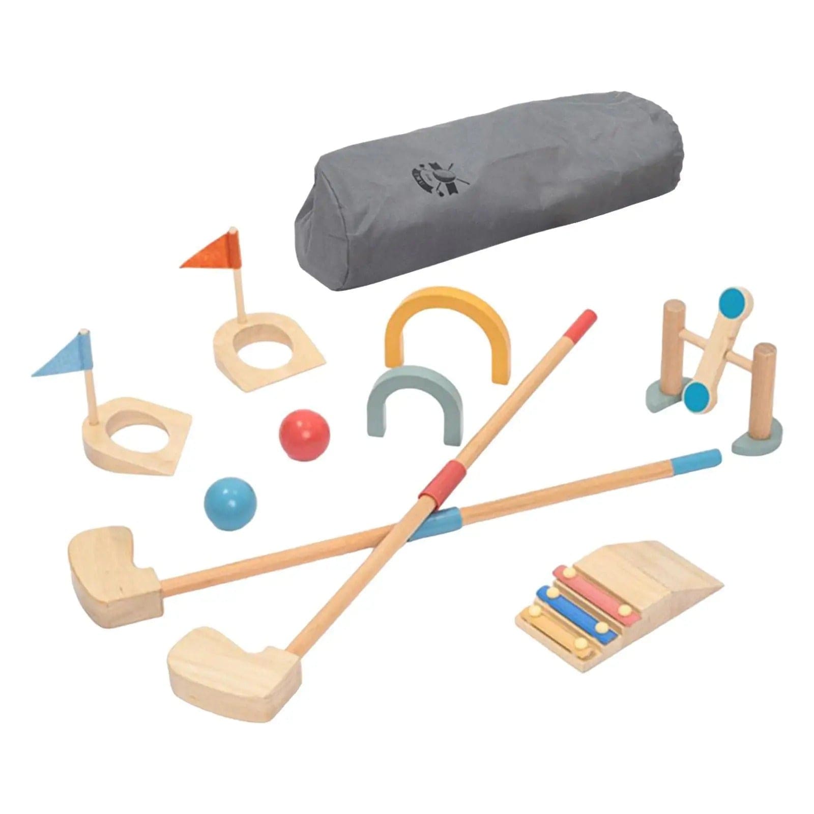 Fidtoy Juego de golf de madera para niños de 3 años en adelante, juego activo en interiores y exteriores