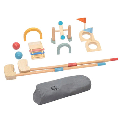 Fidtoy Juego de golf de madera para niños de 3 años en adelante, juego activo en interiores y exteriores