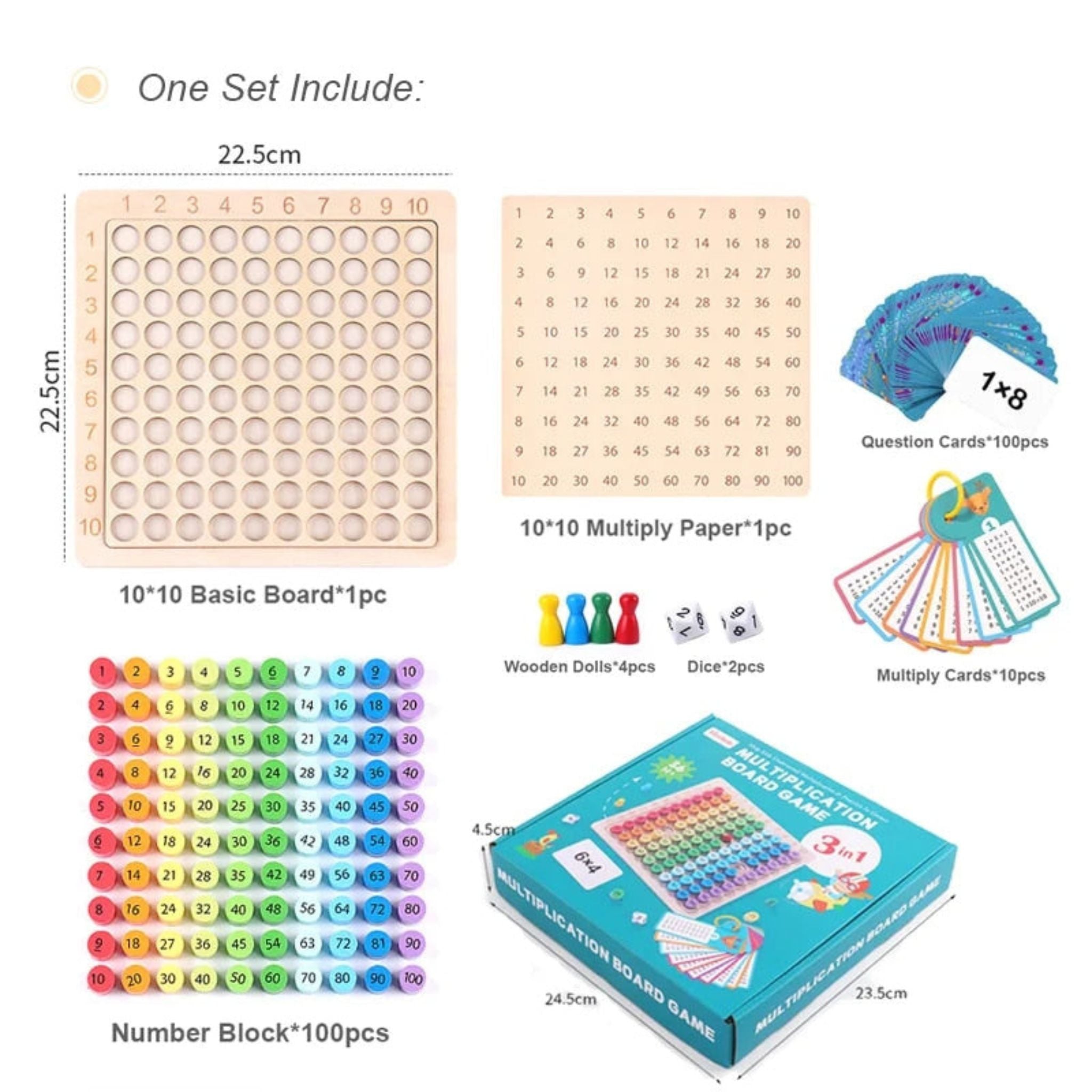 Jeu de société de multiplication Montessori
