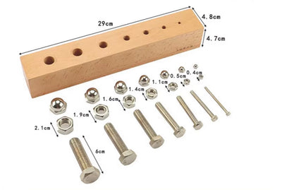 Set C de Tuercas y Tornillos Montessori - Material de Vida Práctica para la Motricidad Fina