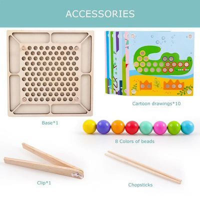 Activité de tri de perles arc-en-ciel Montessori | Jouet de motricité fine et d'association de couleurs