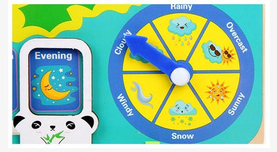 Juguetes de reloj de madera Montessori con forma de rana para niños, aprendizaje de calendario, clima, estación, hora, semana, juguete educativo temprano