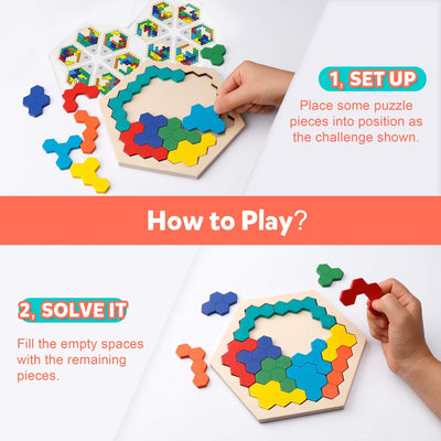 Puzzle Hexagonal en Bois Montessori