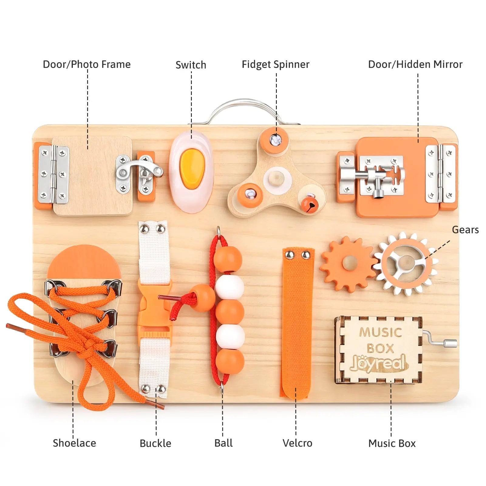Montessori Busy Board for Toddlers - Interactive Wooden Toy for Fine Motor Skills