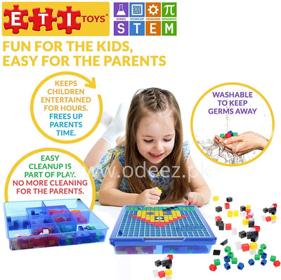Fidtoy Kids Mosaic Puzzle Set 490 Pieces Educational STEM Building Board Color Matching Creative Learning Toy for Kids 4+