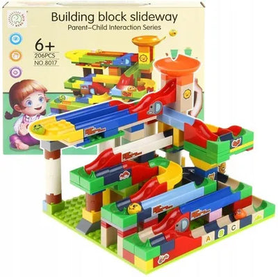 Fidtoy Slideway Building Blocks 206 PCS – Marble Run Construction Toy for Kids 6+