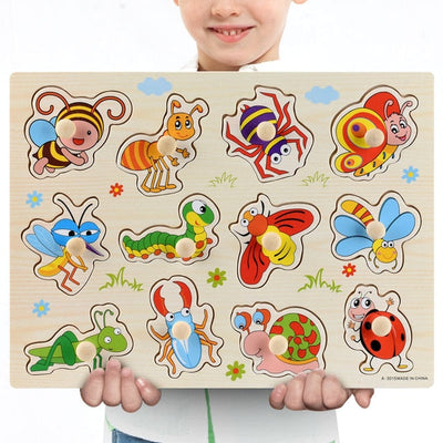 Fidtoy Wooden Vehicle Puzzle for Toddlers – Educational Learning Toy