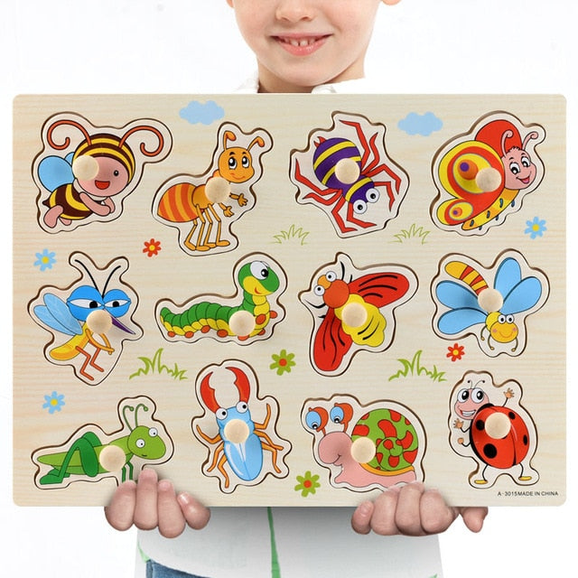 Fidtoy Wooden Vehicle Puzzle for Toddlers – Educational Learning Toy