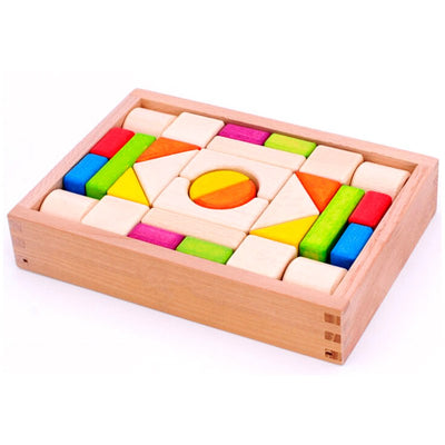 Fidtoy Coloured Wooden Blocks STEM Building Toy