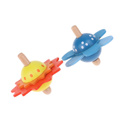Fidtoy Trompos de madera con forma de flor para niños mayores de 2 años