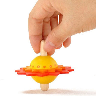 Fidtoy Trompos de madera con forma de flor para niños mayores de 2 años