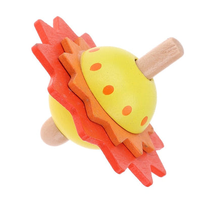 Fidtoy Trompos de madera con forma de flor para niños mayores de 2 años