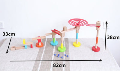 Fidtoy Wooden Marble Run STEM Building Toy for Kids 3+