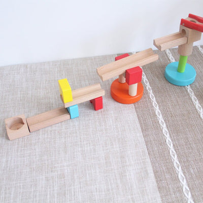 Fidtoy Wooden Marble Run STEM Building Toy for Kids 3+