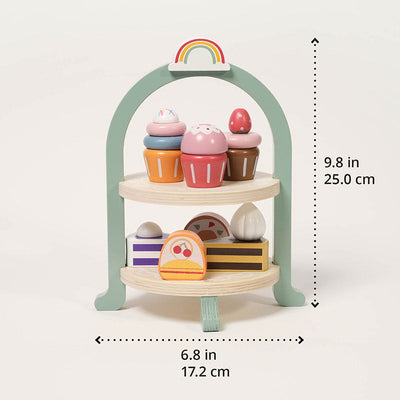 Fidtoy Wooden Cupcake Stacker Set - Pretend Play Toy for Toddlers