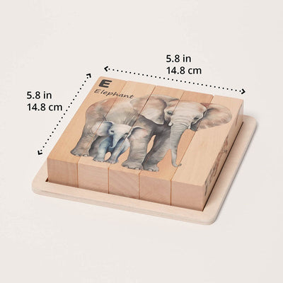 Fidtoy Wooden Animal Puzzle for Toddlers – 4-in-1 Rotating Block Learning Toy Age 2+