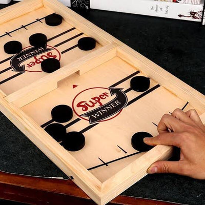 Juego de mesa Fidtoy Fast Sling Puck – Juego de mesa familiar de madera