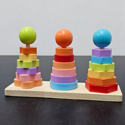 Étagères Colonnes Formes en Bois – Jouet Montessori pour Enfants | Bacha Toys