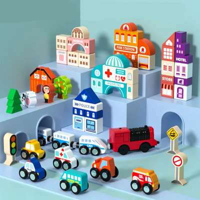 Train Track Montessori Wooden Blocks