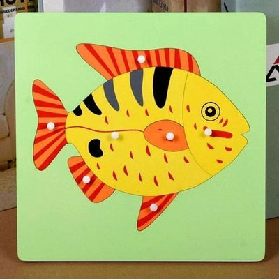 Puzzles d'animaux Montessori Tortue Oiseau Grenouille Cheval Poisson Coq Coccinelle Papillon Jouet éducatif en bois pour la maternelle et la petite enfance