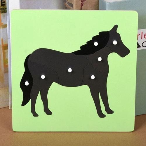 Puzzles d'animaux Montessori Tortue Oiseau Grenouille Cheval Poisson Coq Coccinelle Papillon Jouet éducatif en bois pour la maternelle et la petite enfance