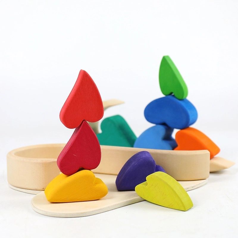 Rainbow Heart Blocks Puzzle Stacker Toy