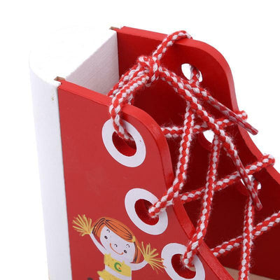 Fidtoy Wooden Lacing Shoe Toy for Kids