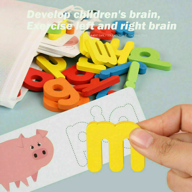Fidtoy Wooden Alphabet Spelling Game Set for Kids Learning