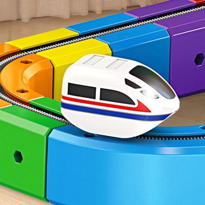 3D Interlocking Train Track Building Set | Free-Form Infinite Loop Orbital Track Play Set 123pc