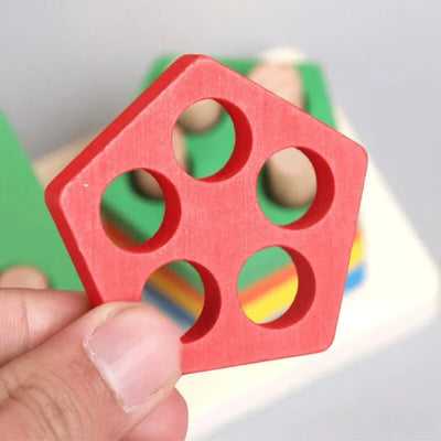 Shapes Tower Stacker – 5 Shape, 4 Layer Wooden Brain Development Toy