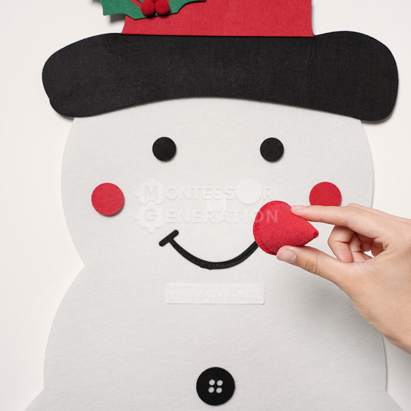 Fidtoy Juguete de pared de muñeco de nieve de Navidad para niños pequeños – Juego de fieltro decorativo navideño