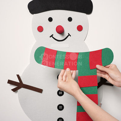 Jouet mural d'activités Fidtoy bonhomme de neige de Noël pour les tout-petits – Ensemble de jeu décoratif de Noël en feutre