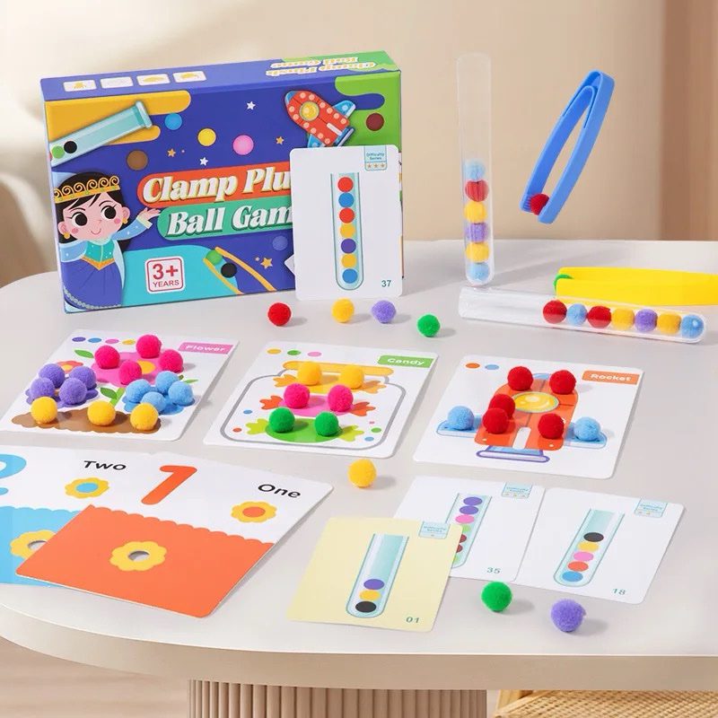 Clamp Plush Ball Sorting Activity – Fine Motor, Color Matching and Counting Game