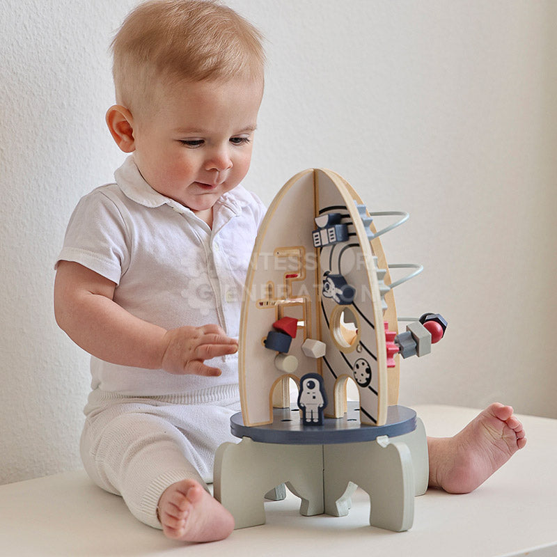 Fidtoy Wooden Rocket Activity Toy for Toddlers – STEM Multi Activity Learning Toy Age 1+