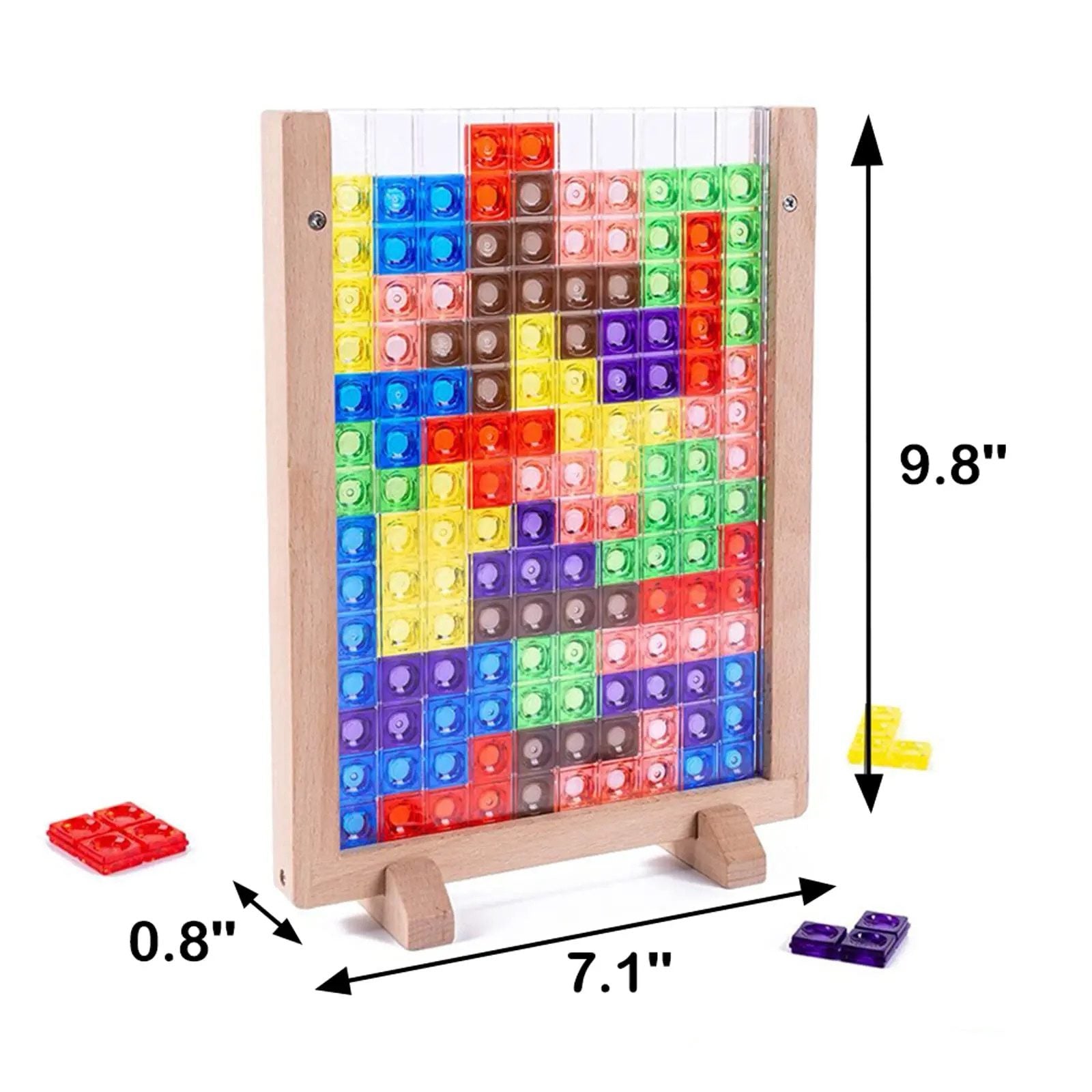 Jeu de puzzle Tetris vertical – Plateau logique 3D transparent pour l'apprentissage des STIM et le jeu stratégique