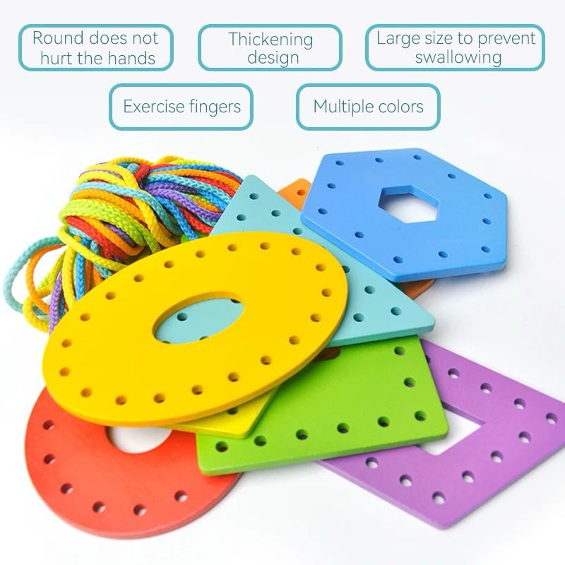 Threading Geometric Shapes - Lacing Activity for Fine Motor Development