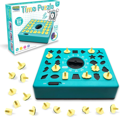 Fidtoy Time Puzzle Mind Challenge Board Game for Kids | Plastic Timed Shape Matching Game, 26 Pieces, Built-In Timer, Travel Puzzle Board, Shape Recognition & Deductive Reasoning Toy Age 3+