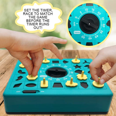 Fidtoy Time Puzzle Mind Challenge Board Game for Kids | Plastic Timed Shape Matching Game, 26 Pieces, Built-In Timer, Travel Puzzle Board, Shape Recognition & Deductive Reasoning Toy Age 3+