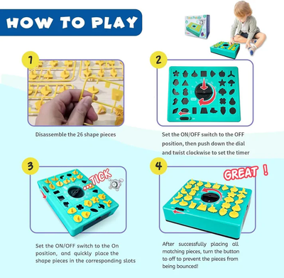 Fidtoy Time Puzzle Mind Challenge Board Game for Kids | Plastic Timed Shape Matching Game, 26 Pieces, Built-In Timer, Travel Puzzle Board, Shape Recognition & Deductive Reasoning Toy Age 3+