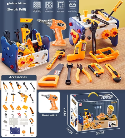 Fidtoy Multi Function DIY Tool Table for Kids Little Engineer Pretend Play Kit Age 3+