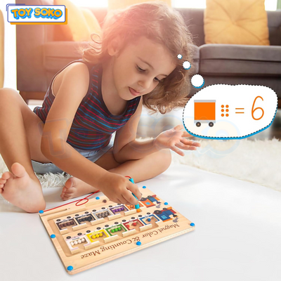 Fidtoy Wooden Toy Train Set Montessori Magnetic Maze Toy for Toddlers