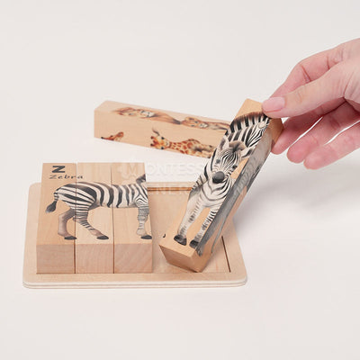 Fidtoy Wooden Animal Puzzle for Toddlers – 4-in-1 Rotating Block Learning Toy Age 2+